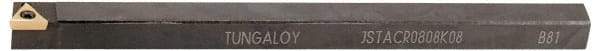 Tungaloy - JSTAC, Right Hand Cut, 5/8" Shank Height x 16mm Shank Width, Positive Rake Indexable Turning Toolholder - 100mm OAL, TC..1102.. Insert Compatibility, Series J - Americas Industrial Supply
