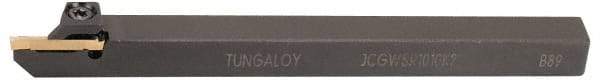 Tungaloy - JCGWS, Right Hand Cut, 0.787" Max Workpc Diam, JCGN 200F Insert, Indexable Cutoff Toolholder - 10mm Max Depth of Cut, 0.472" Shank Width, 0.472" Shank Height, 4.92" OAL - Americas Industrial Supply