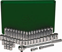 SK - 47 Piece 1/2" Drive Deep Well Socket Set - 12 Points, 1/2" to 1-1/2" (10mm to 24mm) Range, Inch/Metric Measurement Standard - Americas Industrial Supply