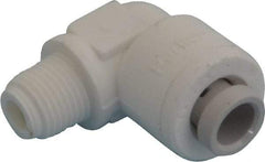 Parker - 1/4" Outside Diam, 1/8 NPTF, Polypropylene Push-to-Connect Tube Male Elbow - 150 Max psi, Tan - Americas Industrial Supply