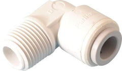 Parker - 3/8" Outside Diam, 3/8 NPTF, Polypropylene Push-to-Connect Tube Male Elbow - 150 Max psi, Tan - Americas Industrial Supply
