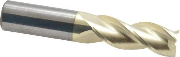 Accupro - 5/8", 1-5/8" LOC, 5/8" Shank Diam, 3-1/2" OAL, 3 Flute, Solid Carbide Square End Mill - Single End, ZrN Finish, Spiral Flute, 37° Helix, Centercutting, Right Hand Cut, Right Hand Flute - Americas Industrial Supply