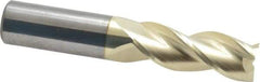 Accupro - 5/8", 1-5/8" LOC, 5/8" Shank Diam, 3-1/2" OAL, 3 Flute, Solid Carbide Square End Mill - Single End, ZrN Finish, Spiral Flute, 37° Helix, Centercutting, Right Hand Cut, Right Hand Flute - Americas Industrial Supply