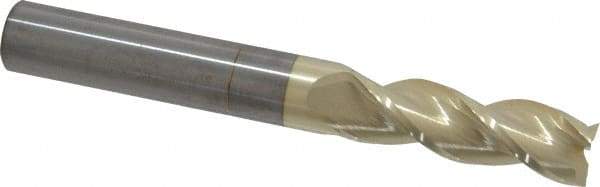 Accupro - 5/8", 2" LOC, 5/8" Shank Diam, 5" OAL, 3 Flute, Solid Carbide Square End Mill - Single End, ZrN Finish, Spiral Flute, 37° Helix, Centercutting, Right Hand Cut, Right Hand Flute - Americas Industrial Supply