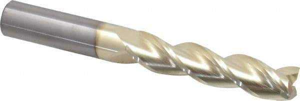 Accupro - 5/8", 2-3/4" LOC, 5/8" Shank Diam, 5" OAL, 3 Flute, Solid Carbide Square End Mill - Single End, ZrN Finish, Spiral Flute, 37° Helix, Centercutting, Right Hand Cut, Right Hand Flute - Americas Industrial Supply