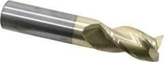 Accupro - 3/4", 1-1/2" LOC, 3/4" Shank Diam, 4" OAL, 3 Flute, Solid Carbide Square End Mill - Single End, ZrN Finish, Spiral Flute, 37° Helix, Centercutting, Right Hand Cut, Right Hand Flute - Americas Industrial Supply