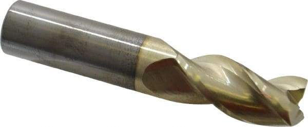 Accupro - 3/4", 1-5/8" LOC, 3/4" Shank Diam, 4" OAL, 3 Flute, Solid Carbide Square End Mill - Single End, ZrN Finish, Spiral Flute, 37° Helix, Centercutting, Right Hand Cut, Right Hand Flute - Americas Industrial Supply