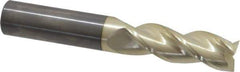 Accupro - 3/4", 2-1/4" LOC, 3/4" Shank Diam, 5" OAL, 3 Flute, Solid Carbide Square End Mill - Single End, ZrN Finish, Spiral Flute, 37° Helix, Centercutting, Right Hand Cut, Right Hand Flute - Americas Industrial Supply