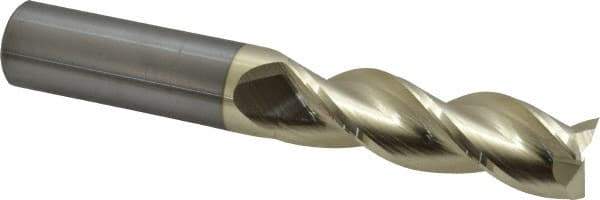 Accupro - 3/4", 2-1/2" LOC, 3/4" Shank Diam, 5" OAL, 3 Flute, Solid Carbide Square End Mill - Single End, ZrN Finish, Spiral Flute, 37° Helix, Centercutting, Right Hand Cut, Right Hand Flute - Americas Industrial Supply
