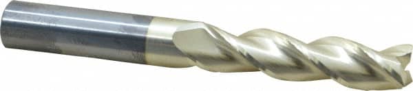 Accupro - 3/4", 3" LOC, 3/4" Shank Diam, 6" OAL, 3 Flute, Solid Carbide Square End Mill - Single End, ZrN Finish, Spiral Flute, 37° Helix, Centercutting, Right Hand Cut, Right Hand Flute - Americas Industrial Supply