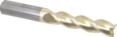 Accupro - 3/4", 3-1/4" LOC, 3/4" Shank Diam, 6" OAL, 3 Flute, Solid Carbide Square End Mill - Single End, ZrN Finish, Spiral Flute, 37° Helix, Centercutting, Right Hand Cut, Right Hand Flute - Americas Industrial Supply