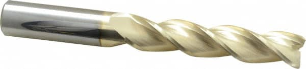 Accupro - 3/4", 3-1/2" LOC, 3/4" Shank Diam, 6" OAL, 3 Flute, Solid Carbide Square End Mill - Single End, ZrN Finish, Spiral Flute, 37° Helix, Centercutting, Right Hand Cut, Right Hand Flute - Americas Industrial Supply