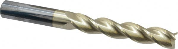 Accupro - 3/4", 4" LOC, 3/4" Shank Diam, 7" OAL, 3 Flute, Solid Carbide Square End Mill - Single End, ZrN Finish, Spiral Flute, 37° Helix, Centercutting, Right Hand Cut, Right Hand Flute - Americas Industrial Supply