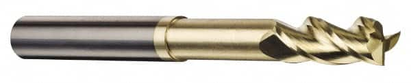 Accupro - 1/4", 3 Flute, Single End, Solid Carbide, 0.03" Corner Radius End Mill - 4" OAL, 37° Helix, Right Hand Flute, 3/4" LOC, Right Hand Cut, 2-1/8" Extended Reach - Americas Industrial Supply