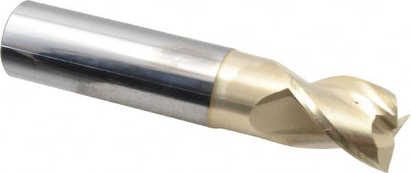 Accupro - 1", 1-1/4" LOC, 1" Shank Diam, 5" OAL, 3 Flute, Solid Carbide Square End Mill - Single End, ZrN Finish, Spiral Flute, 37° Helix, Centercutting, Right Hand Cut, Right Hand Flute - Americas Industrial Supply
