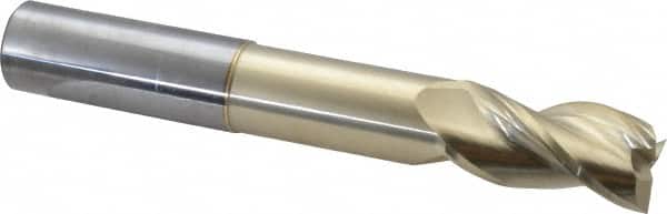 Accupro - 1", 2" LOC, 1" Shank Diam, 7" OAL, 3 Flute, Solid Carbide Square End Mill - Single End, ZrN Finish, Spiral Flute, 37° Helix, Centercutting, Right Hand Cut, Right Hand Flute - Americas Industrial Supply