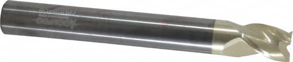 Accupro - 1/2", 5/8" LOC, 1/2" Shank Diam, 4" OAL, 3 Flute, Solid Carbide Square End Mill - Single End, ZrN Finish, Spiral Flute, 37° Helix, Centercutting, Right Hand Cut, Right Hand Flute - Americas Industrial Supply