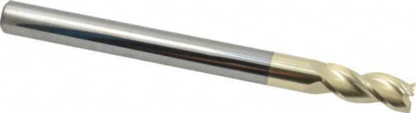 Accupro - 1/2", 1-1/4" LOC, 1/2" Shank Diam, 6" OAL, 3 Flute, Solid Carbide Square End Mill - Single End, ZrN Finish, Spiral Flute, 37° Helix, Centercutting, Right Hand Cut, Right Hand Flute - Americas Industrial Supply