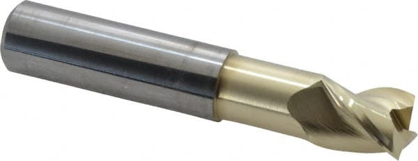 Accupro - 5/8", 3/4" LOC, 5/8" Shank Diam, 3-1/2" OAL, 3 Flute, Solid Carbide Square End Mill - Single End, ZrN Finish, Spiral Flute, 37° Helix, Centercutting, Right Hand Cut, Right Hand Flute - Americas Industrial Supply