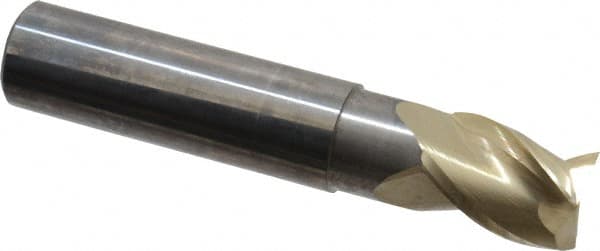 Accupro - 3/4", 1" LOC, 3/4" Shank Diam, 4" OAL, 3 Flute, Solid Carbide Square End Mill - Single End, ZrN Finish, Spiral Flute, 37° Helix, Centercutting, Right Hand Cut, Right Hand Flute - Americas Industrial Supply