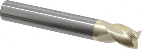 Accupro - 3/4", 1" LOC, 3/4" Shank Diam, 5" OAL, 3 Flute, Solid Carbide Square End Mill - Single End, ZrN Finish, Spiral Flute, 37° Helix, Centercutting, Right Hand Cut, Right Hand Flute - Americas Industrial Supply