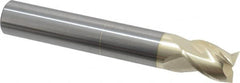 Accupro - 3/4", 1" LOC, 3/4" Shank Diam, 5" OAL, 3 Flute, Solid Carbide Square End Mill - Single End, ZrN Finish, Spiral Flute, 37° Helix, Centercutting, Right Hand Cut, Right Hand Flute - Americas Industrial Supply