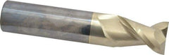 Accupro - 1", 1-1/2" LOC, 1" Shank Diam, 5" OAL, 2 Flute, Solid Carbide Square End Mill - Single End, ZrN Finish, Spiral Flute, 45° Helix, Centercutting, Right Hand Cut, Right Hand Flute - Americas Industrial Supply