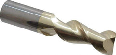 Accupro - 1", 2-1/2" LOC, 1" Shank Diam, 5" OAL, 2 Flute, Solid Carbide Square End Mill - Single End, ZrN Finish, Spiral Flute, 45° Helix, Centercutting, Right Hand Cut, Right Hand Flute - Americas Industrial Supply