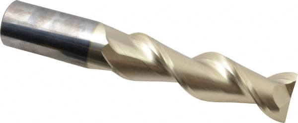 Accupro - 1", 3-1/2" LOC, 1" Shank Diam, 6" OAL, 2 Flute, Solid Carbide Square End Mill - Single End, ZrN Finish, Spiral Flute, 45° Helix, Centercutting, Right Hand Cut, Right Hand Flute - Americas Industrial Supply