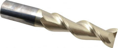 Accupro - 1", 3-1/2" LOC, 1" Shank Diam, 6" OAL, 2 Flute, Solid Carbide Square End Mill - Single End, ZrN Finish, Spiral Flute, 45° Helix, Centercutting, Right Hand Cut, Right Hand Flute - Americas Industrial Supply