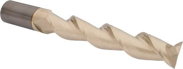 Accupro - 1", 5-1/2" LOC, 1" Shank Diam, 8" OAL, 2 Flute, Solid Carbide Square End Mill - Single End, ZrN Finish, Spiral Flute, 45° Helix, Centercutting, Right Hand Cut, Right Hand Flute - Americas Industrial Supply