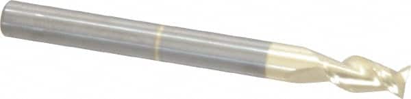 Accupro - 3/16", 3/8" LOC, 3/16" Shank Diam, 2" OAL, 2 Flute, Solid Carbide Square End Mill - Single End, ZrN Finish, Spiral Flute, 45° Helix, Centercutting, Right Hand Cut, Right Hand Flute - Americas Industrial Supply