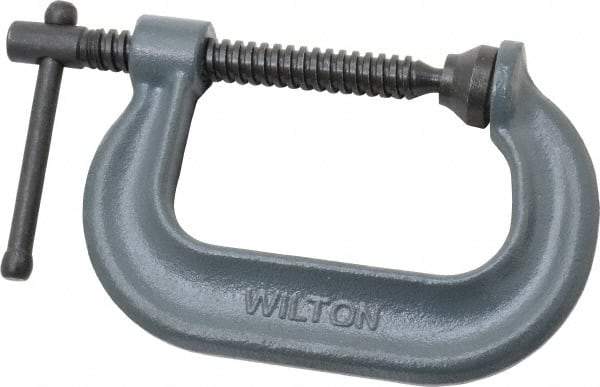 Wilton - Regular-Duty 3" Max Opening, 2-1/2" Throat Depth, Forged Steel Standard C-Clamp - 3,500 Lb Capacity, 0" Min Opening, Deep Throat - Americas Industrial Supply