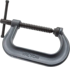 Wilton - Regular-Duty 4-1/4" Max Opening, 3-1/4" Throat Depth, Forged Steel Standard C-Clamp - 6,200 Lb Capacity, 0" Min Opening, Deep Throat - Americas Industrial Supply