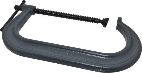 Wilton - Regular-Duty 10-1/8" Max Opening, 6" Throat Depth, Forged Steel Standard C-Clamp - 8,000 Lb Capacity, 2" Min Opening, Deep Throat - Americas Industrial Supply