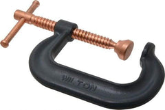 Wilton - Regular-Duty 3" Max Opening, 2-1/2" Throat Depth, Forged Steel Standard C-Clamp - 3,500 Lb Capacity, 0" Min Opening, Deep Throat - Americas Industrial Supply