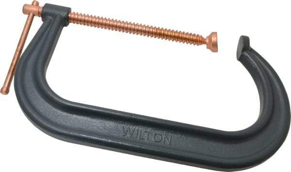 Wilton - Regular-Duty 10-1/8" Max Opening, 6" Throat Depth, Forged Steel Standard C-Clamp - 8,000 Lb Capacity, 2" Min Opening, Deep Throat - Americas Industrial Supply