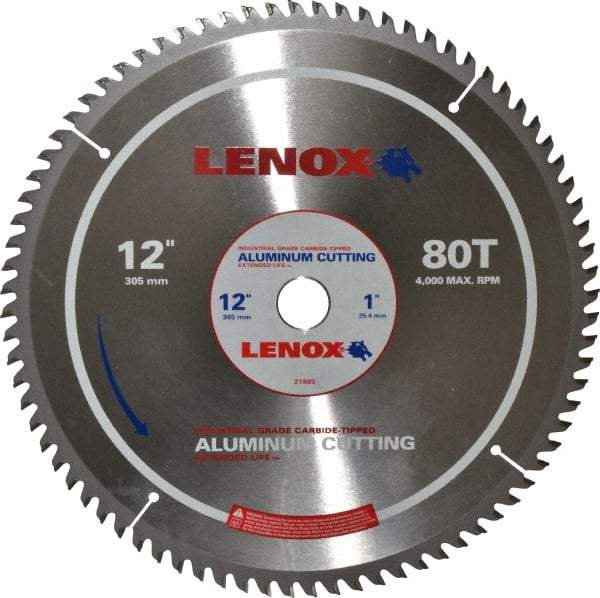 Lenox - 12" Diam, 1" Arbor Hole Diam, 80 Tooth Wet & Dry Cut Saw Blade - Titanium Carbide-Tipped, General Purpose Action, Standard Round Arbor - Americas Industrial Supply