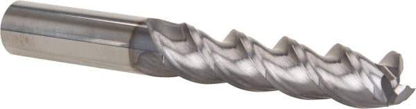 Niagara Cutter - 3/4", 3-1/4" LOC, 3/4" Shank Diam, 6" OAL, 3 Flute, Solid Carbide Square End Mill - Single End, TiCN Finish, Spiral Flute, 45° Helix, Centercutting, Right Hand Cut, Right Hand Flute, Series A345 - Americas Industrial Supply