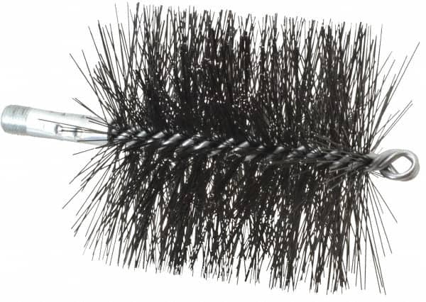 Schaefer Brush - 4-1/2" Brush Length, 4-1/2" Diam, Double Stem, Double Spiral Tube Brush - 7-1/2" Long, Tempered Steel Wire, 1/4" NPT Male Connection - Americas Industrial Supply