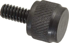 Gibraltar - 1/4-20 Knurled Shoulderless Steel Thumb Screw - 1" OAL, 5/8" Head Diam x 1/2" Head Height, Black Oxide Finish - Americas Industrial Supply