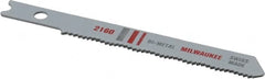 Milwaukee Tool - 2-3/4" Long, 24 Teeth per Inch, Bi-Metal Jig Saw Blade - Toothed Edge, 0.2813" Wide x 0.047" Thick, U-Shank - Americas Industrial Supply