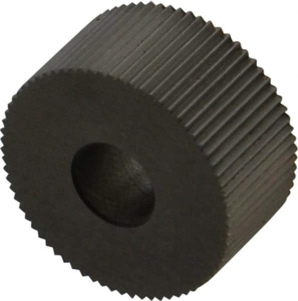 Made in USA - 3/4" Diam, 90° Tooth Angle, 30 TPI, Standard (Shape), Form Type Cobalt Straight Knurl Wheel - 3/8" Face Width, 1/4" Hole, Circular Pitch, Bright Finish, Series KP - Exact Industrial Supply