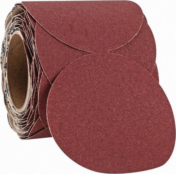 Norton - 5" Diam, 100 Grit Ceramic Adhesive PSA Disc - Medium Grade, Maroon, F Weighted Backing, Flexible - Americas Industrial Supply