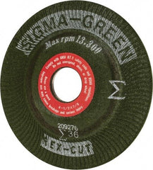 Rex Cut Product - 36 Grit, 4-1/2" Wheel Diam, 7/8" Arbor Hole, Type 27 Depressed Center Wheel - Ceramic, 13,300 Max RPM, Compatible with Angle Grinder - Americas Industrial Supply