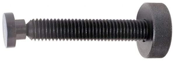 Gibraltar - 3/8-16 Knurled Shoulderless Swivel Pad Tip Grade C-12L14 Steel Thumb Screw - 3.0475" OAL, 1-1/4" Head Diam x 7/16" Head Height, Black Oxide Finish - Americas Industrial Supply