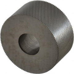 Made in USA - 3/4" Diam, 80° Tooth Angle, Standard (Shape), Form Type Cobalt Left-Hand Diagonal Knurl Wheel - 3/8" Face Width, 1/4" Hole, 160 Diametral Pitch, 30° Helix, Bright Finish, Series KP - Exact Industrial Supply