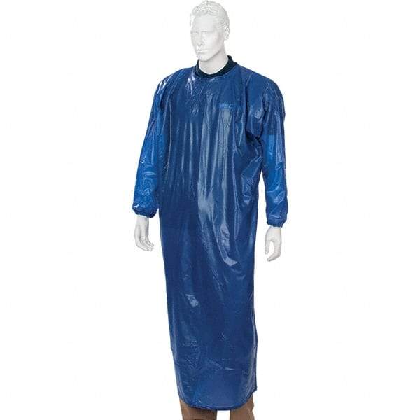 Ansell - 8 mil Thick Disposable & Chemical Resistant Apron - 8MIL BLUE XL VINYL HEAT SEAL COAT APRON - Americas Industrial Supply