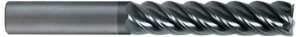 SGS - 1", 5 Flute, Single End, Solid Carbide, 0.06" Corner Radius End Mill - 4" OAL, 45° Helix, Right Hand Flute, 1-1/2" LOC, Right Hand Cut - Americas Industrial Supply
