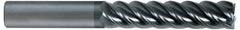 SGS - 1", 5 Flute, Single End, Solid Carbide, 0.06" Corner Radius End Mill - 4" OAL, 45° Helix, Right Hand Flute, 1-1/2" LOC, Right Hand Cut - Americas Industrial Supply